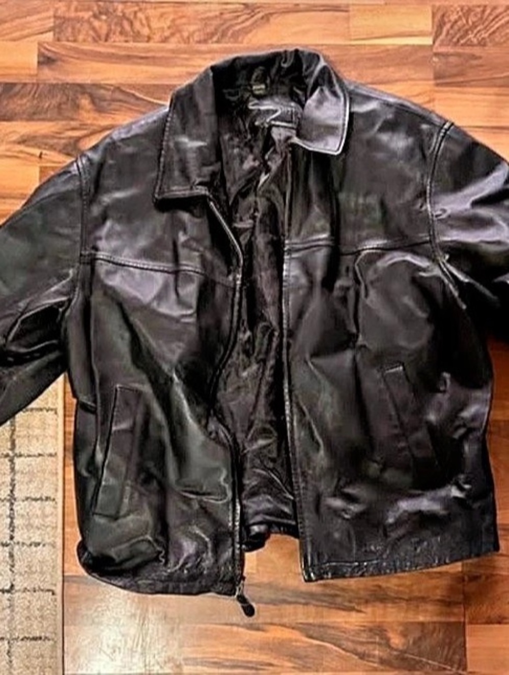 St. John's Bay Leather Jacket in Black Size Large